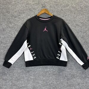 Jordan Sweatshirt Youth Girls XL Black Pink Colorblock Fleece Jumpman Logo